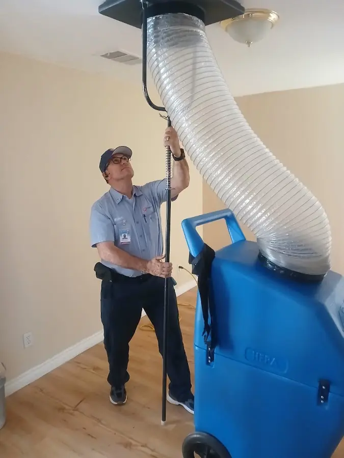 Mini Split Installation technician using HEPA equipment in Murrells Inlet